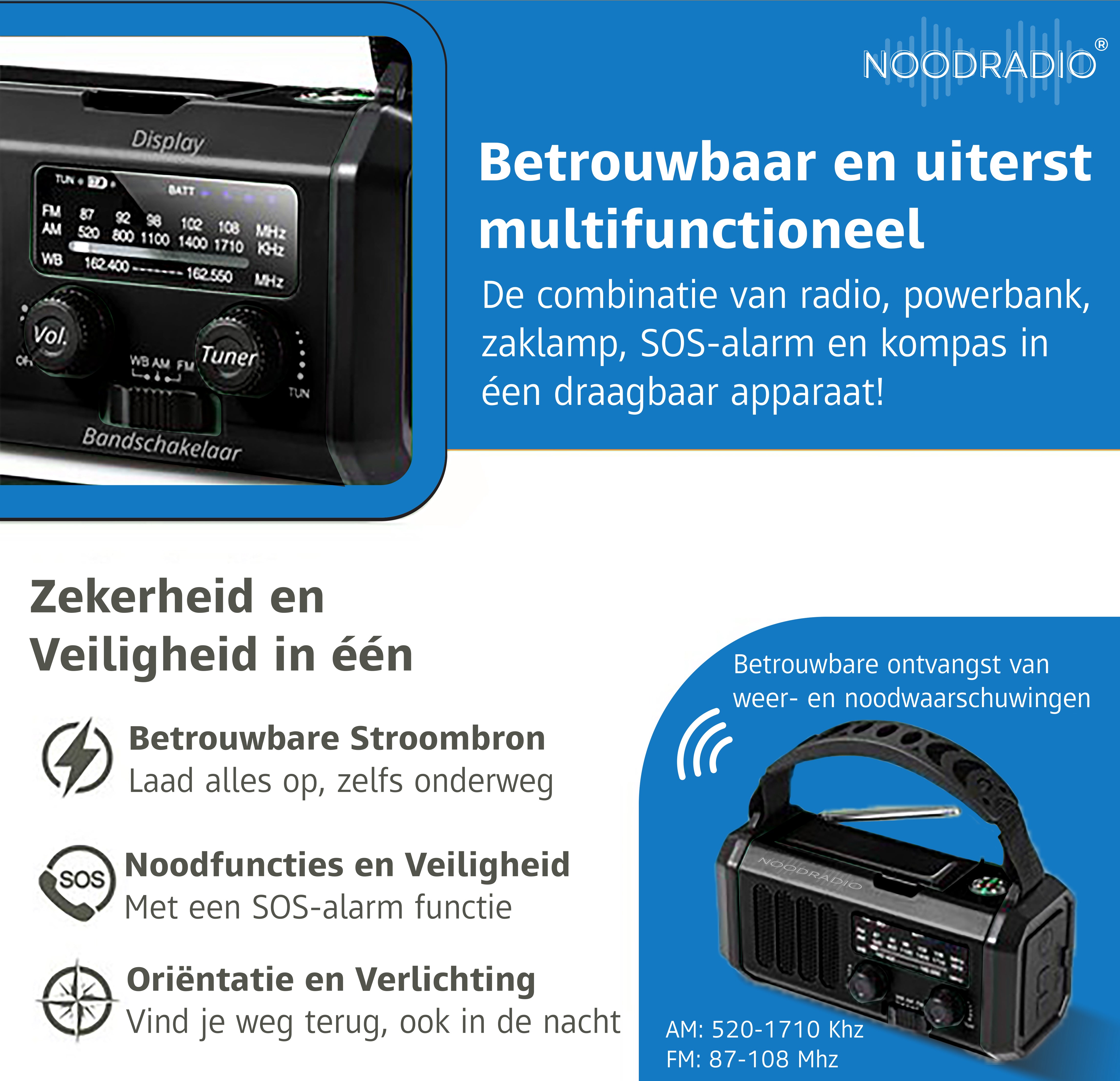 NOODRADIO Multifunctioneel met 10.000mAh
