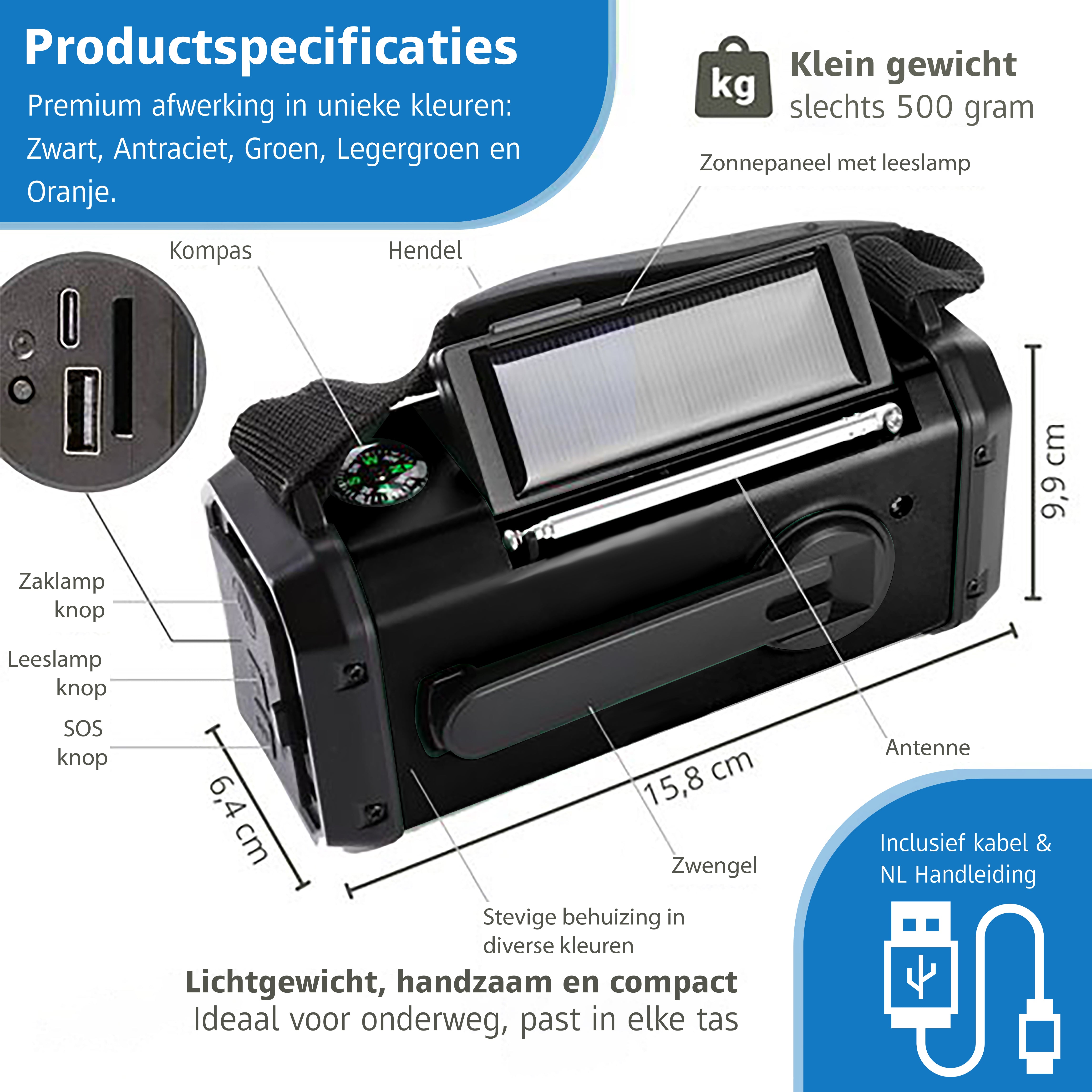 NOODRADIO Multifunctioneel met 10.000mAh