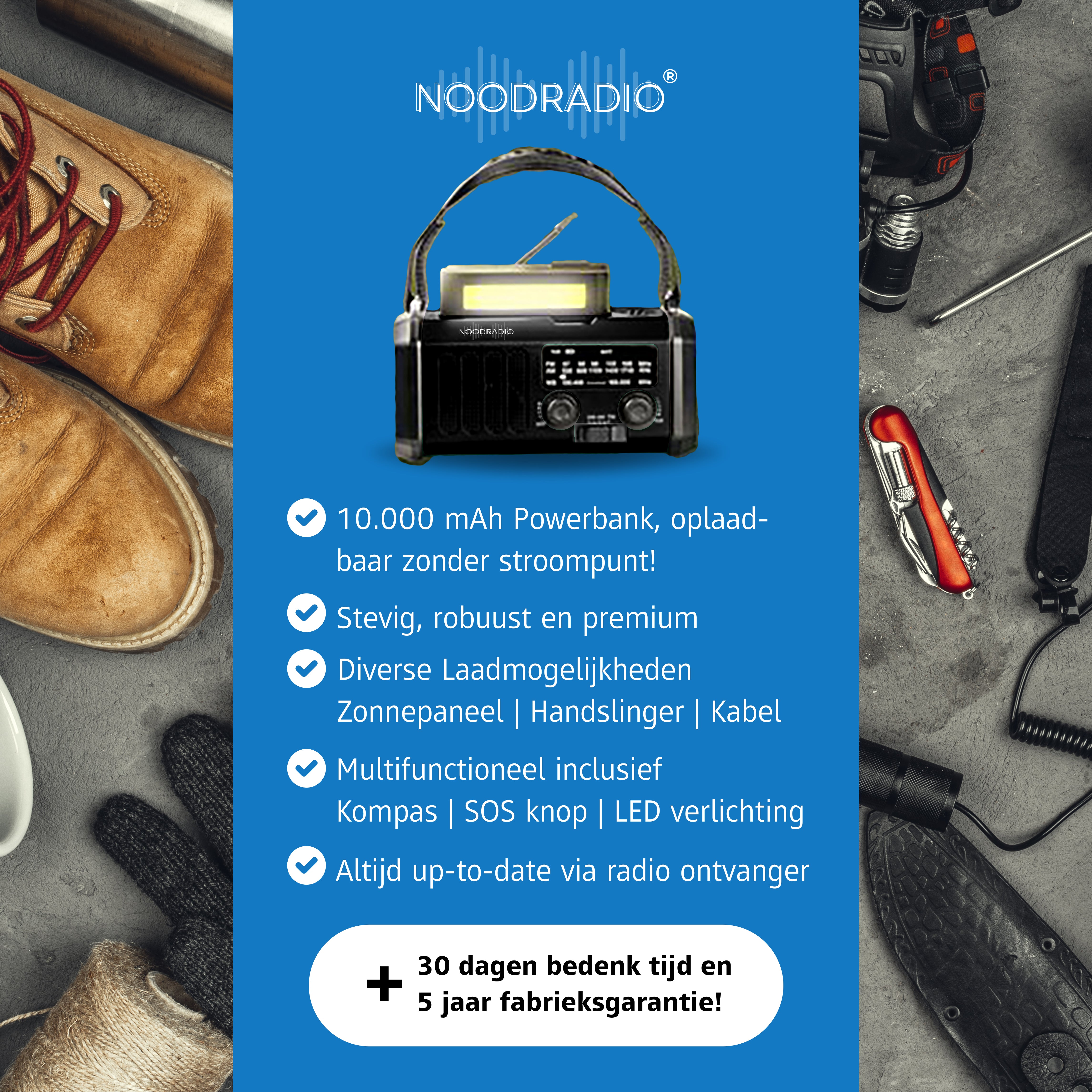 NOODRADIO Multifunctioneel met 10.000mAh