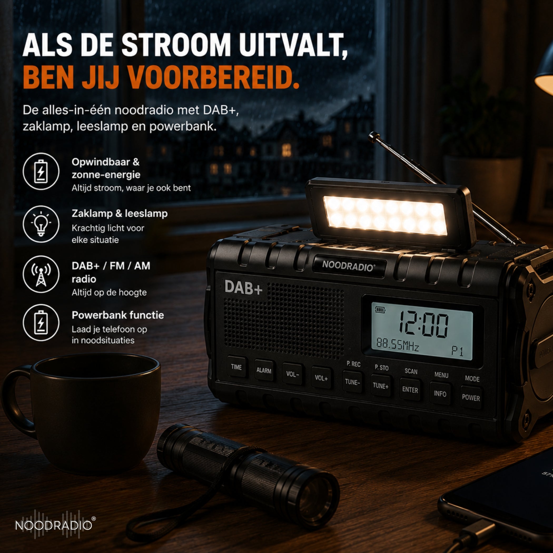 Multifunctionele DAB+ Noodradio 10.000mAh