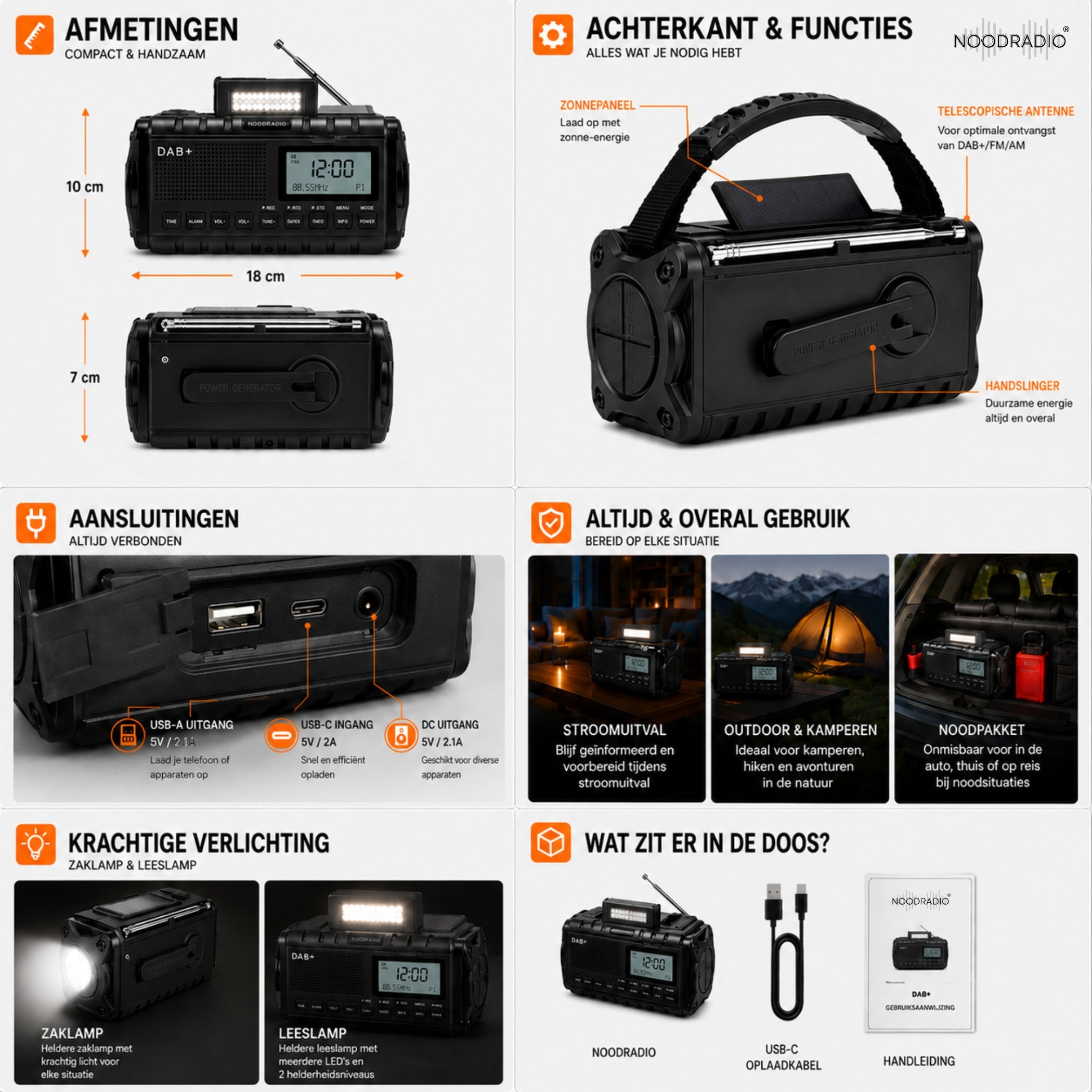 Multifunctionele DAB+ Noodradio 10.000mAh
