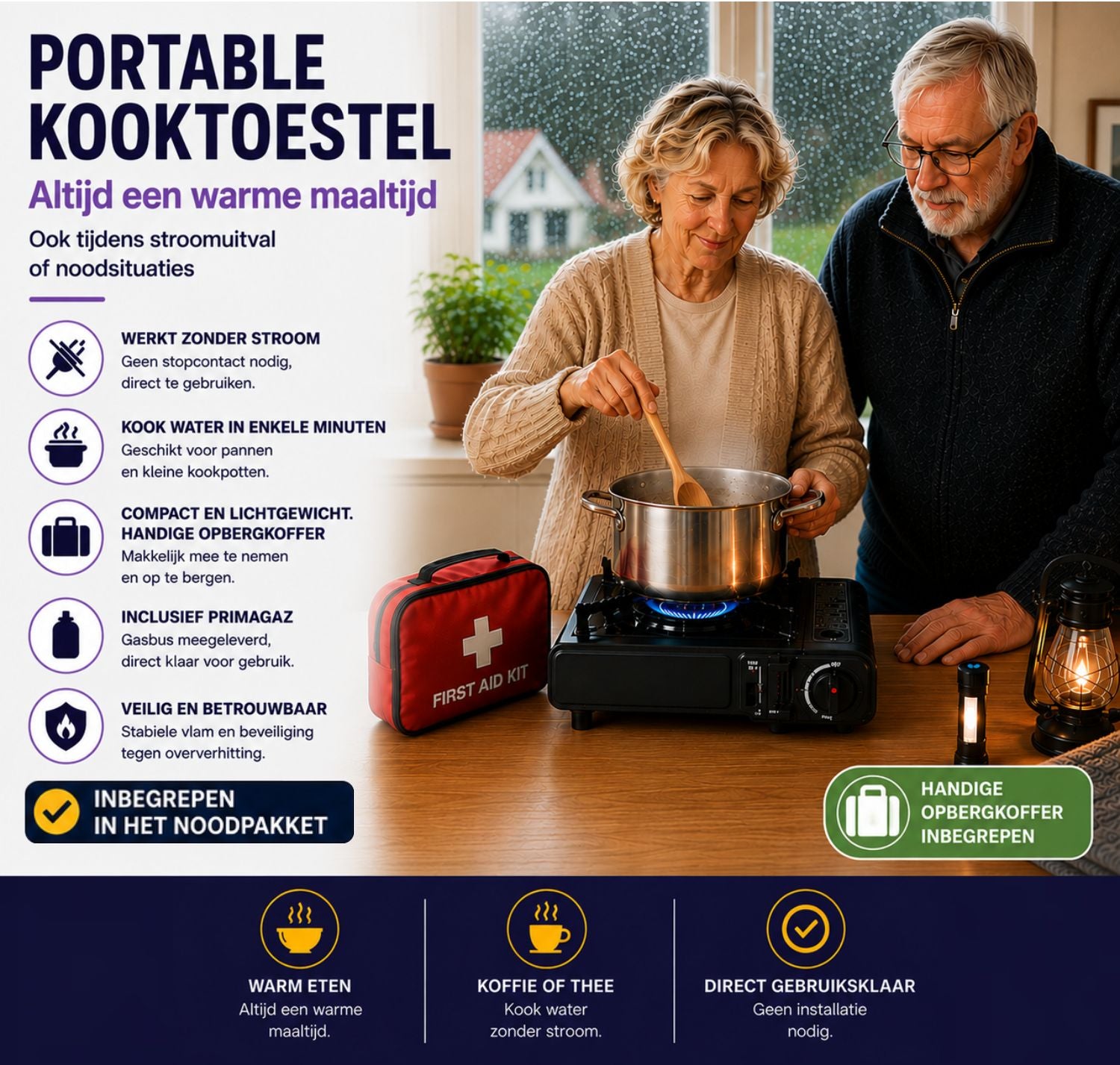 Noodpakket XXL Compleet Inclusief Portable Kooktoestel