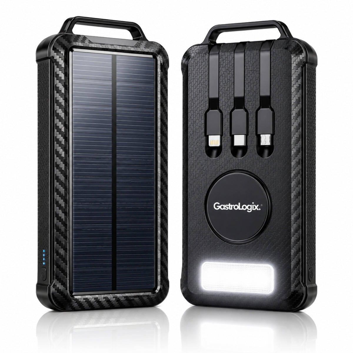 GastroLogix Multifunctionele Solar Powerbank (met ingebouwde kabels)