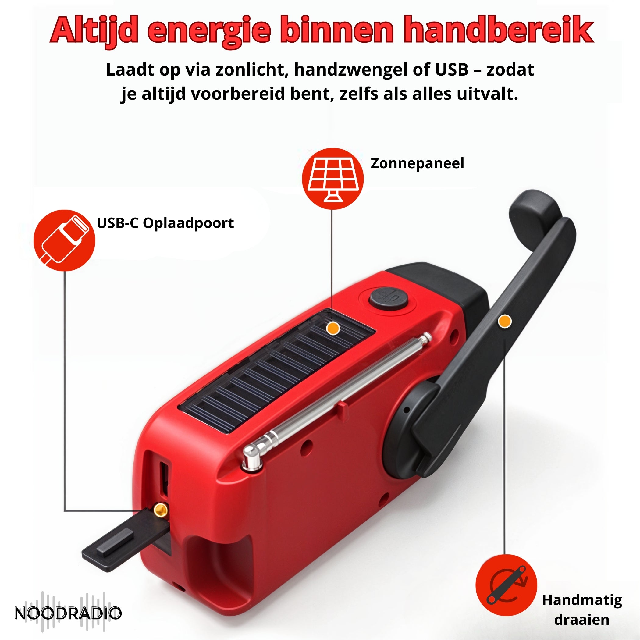 Noodradio Compact met ingebouwde Powerbank