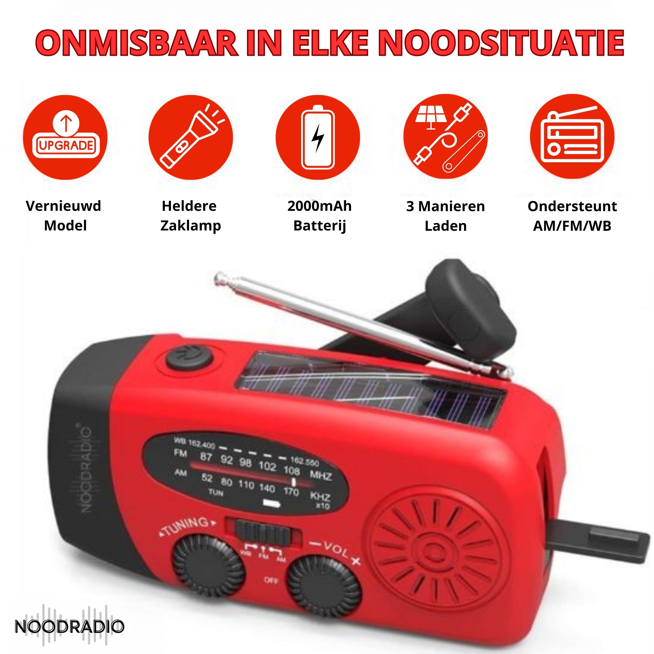 Noodradio Compact met ingebouwde Powerbank