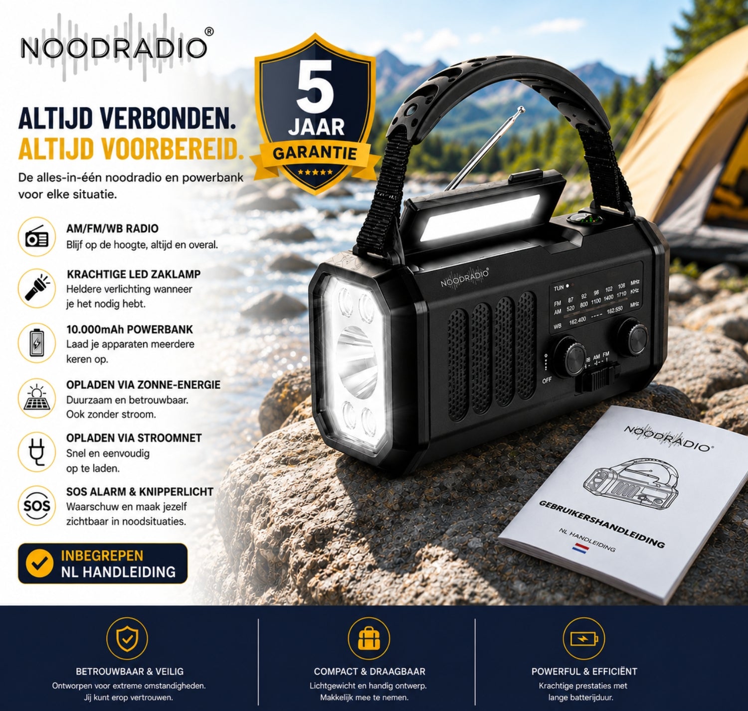Noodpakket XL met Noodradio 10.000mAh