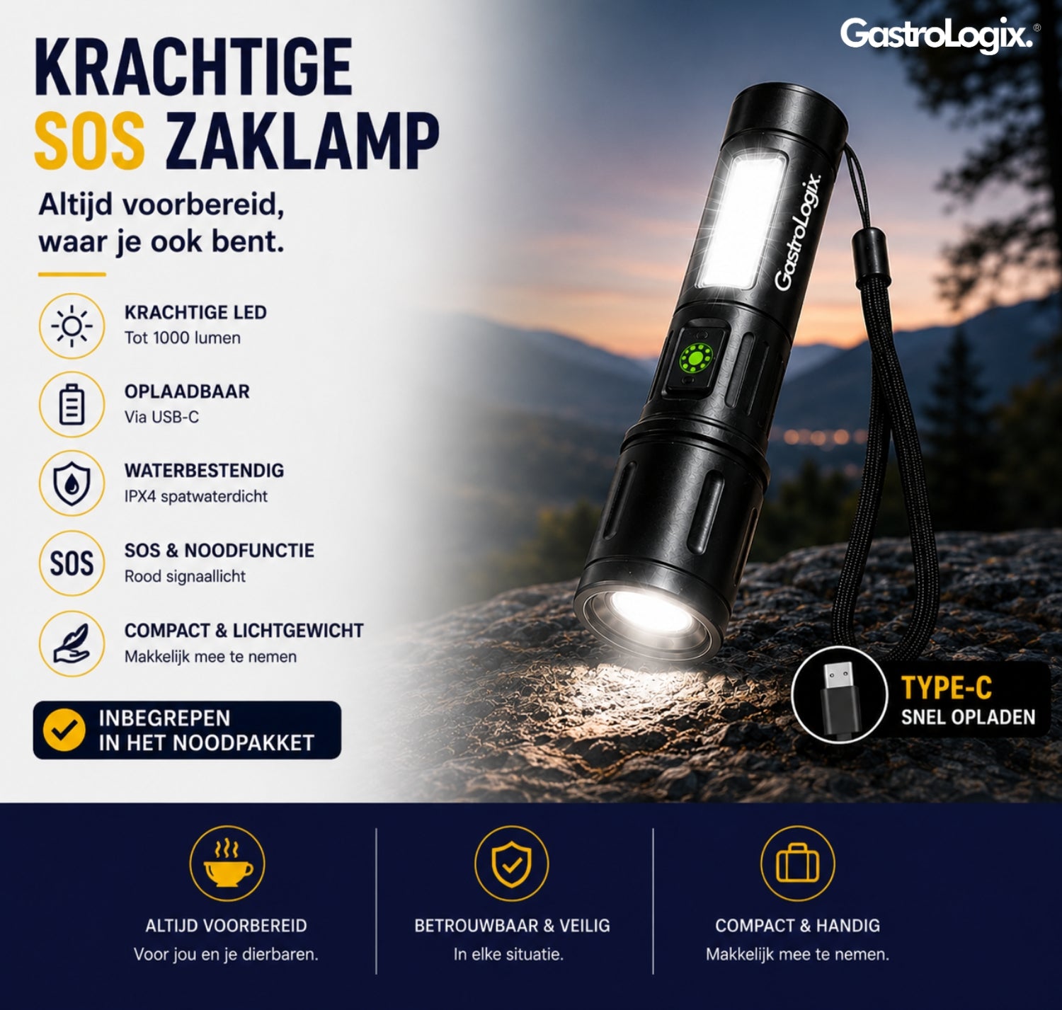 Noodpakket L met Powerbank-Noodradio-Waterfilter