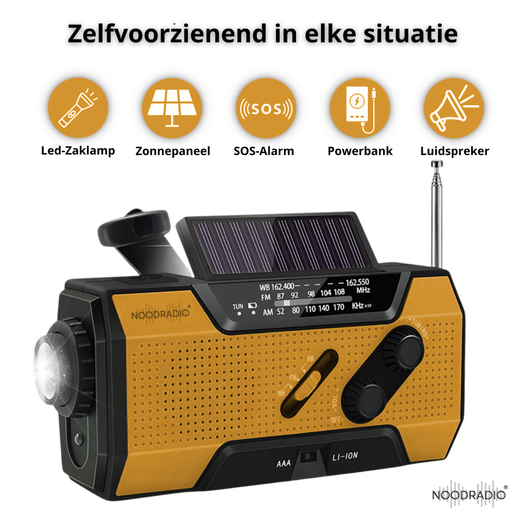 Noodradio Inclusief Batterijfunctie en Handslinger