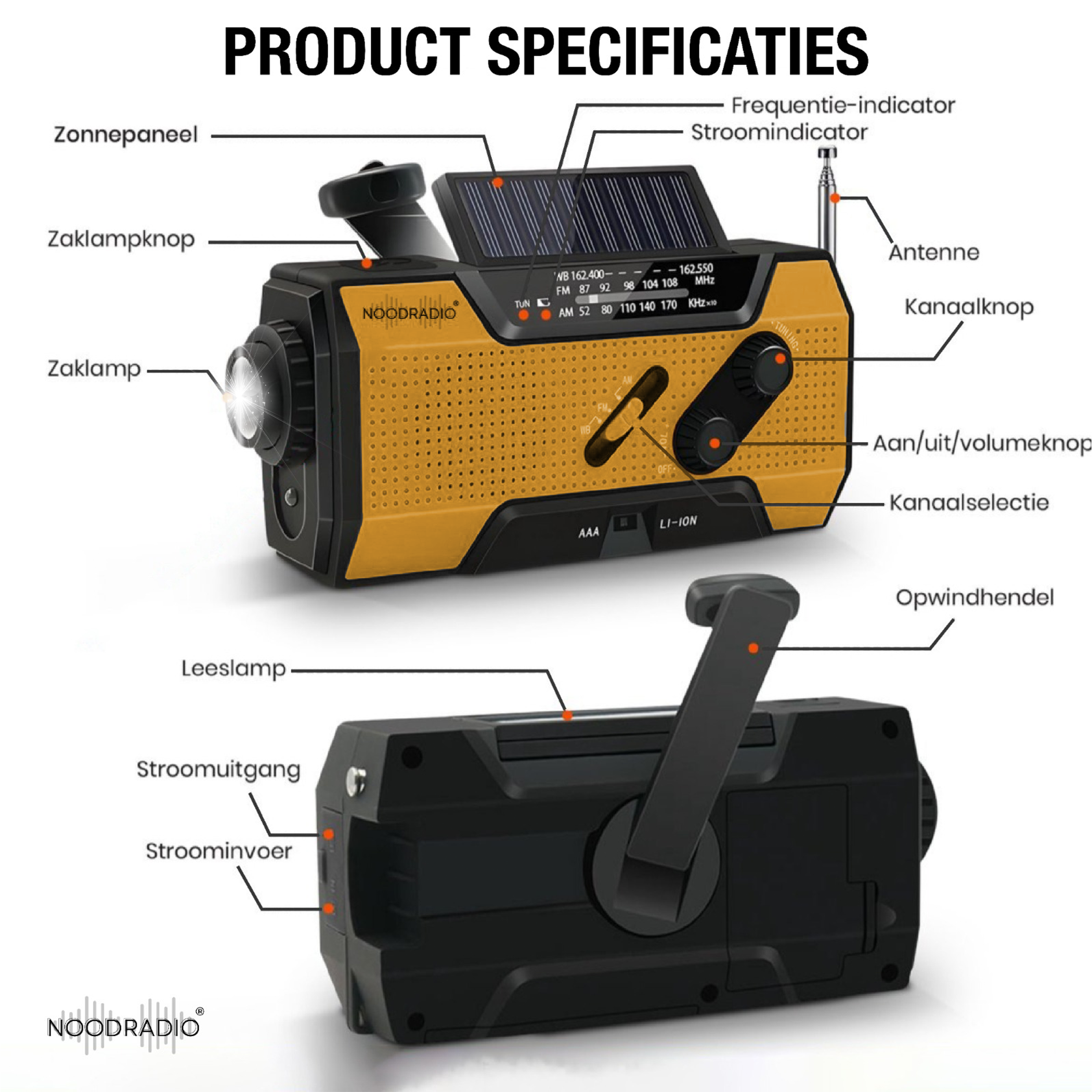 Noodradio Inclusief Batterijfunctie en Handslinger