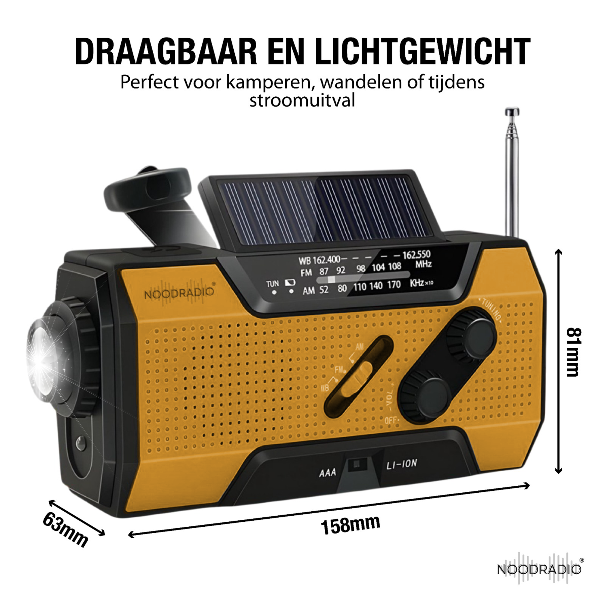 Noodradio Inclusief Batterijfunctie en Handslinger